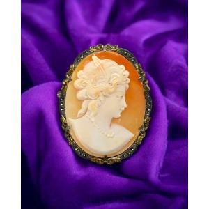 Cammeo Con Cornice in Argento Dorato - Italia Fine XIX Secolo 